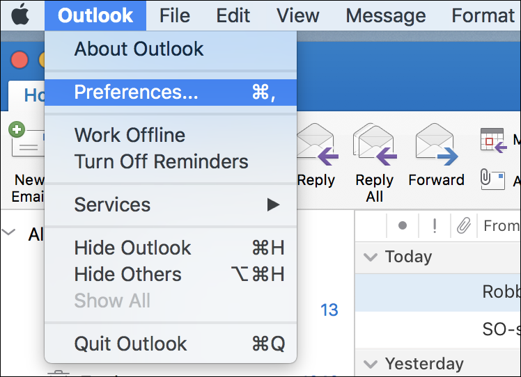 outlook for mac folder can